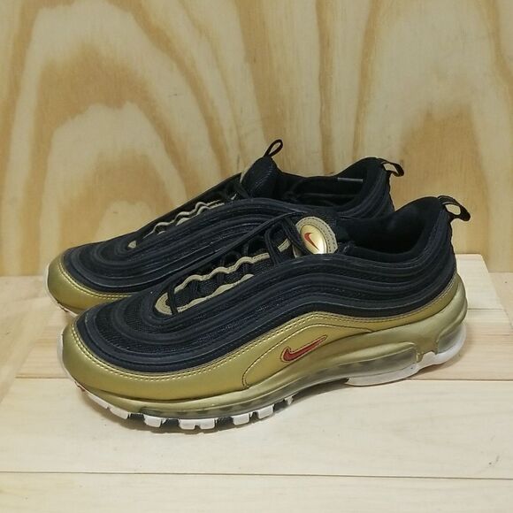 NIKE AIR MAX 97 RARE BLACK VARSITY RED METALLIC GOLD WHITE Mens sz 7.5 Wmn's 9 - Picture 2 of 9